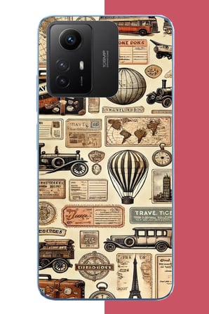 Redmi Note 12S Uyumlu vintage seyehat Baskılı Silikon Kılıf