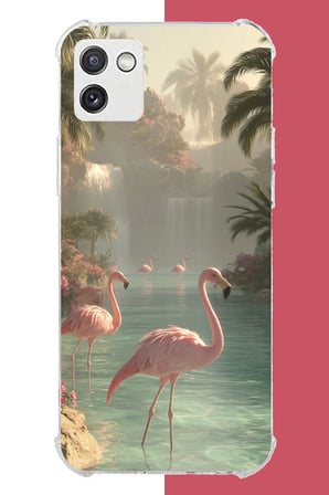Samsung Galaxy A03 Uyumlu akarsudaki flamingo Baskılı Silikon Kılıf