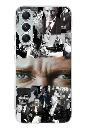Samsung Galaxy A34 Uyumlu Atatürk Renkli Kolaj Gözler Baskılı Silikon Kılıf