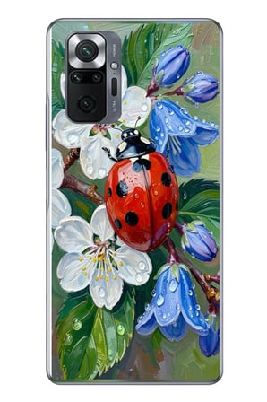 Redmi Note 10 Uyumlu Uğur Böceği Yağlı Boya Baskılı Silikon Kılıf