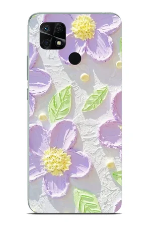 Redmi 10C - POCO C40 Uyumlu Mor Papatyalar Sulu Boya Baskılı Silikon Kılıf