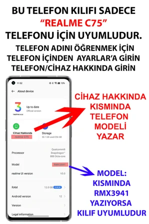 Realme C75 Uyumlu iraz, Kırmızı Kurdele ve Kalp Baskılı Silikon Kılıf
