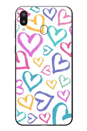 Samsung Galaxy M20 Uyumlu Modern Çizgi Kalpler Baskılı Silikon Kılıf
