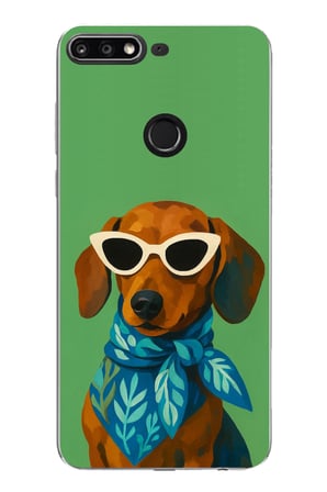 Huawei Y7 2018 - Honor 7C Uyumlu Cool Dachshund Köpek Baskılı Silikon Kılıf