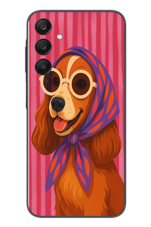 Samsung Galaxy A25 Uyumlu Gözlüklü Köpek Baskılı Silikon Kılıf