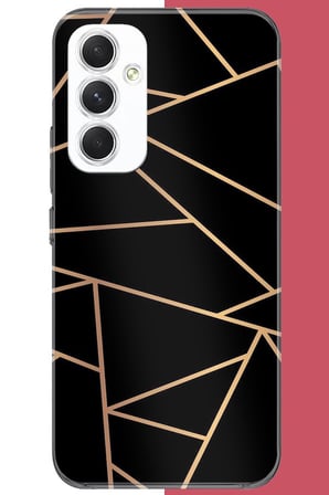 Samsung Galaxy A54 Uyumlu altın diyagonal çizgi Baskılı Silikon Kılıf