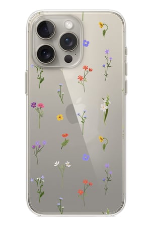 iPhone 15 PRO MAX Uyumlu Minik Kır Çiçekleri Baskılı Silikon Kılıf
