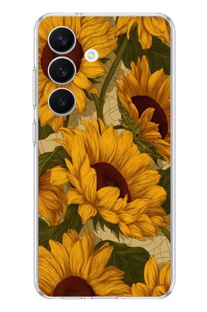 Samsung Galaxy S26 Uyumlu Altın Sarısı Ayçiçeği Bahçesi Baskılı Silikon Kılıf