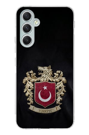 Samsung Galaxy A34 Uyumlu Türk Sembolü Kurt ve Bayrak Desenli Baskılı Silikon Kılıf