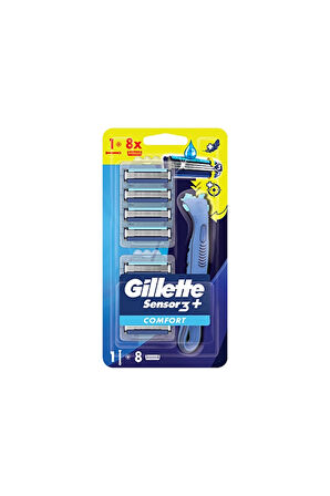 Gillette Sensor3 Plus Comfort Tıraş Makinesi + 8'li Yedek Başlık