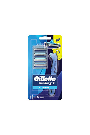 Gillette Sensor3 Plus Comfort Tıraş Makinesi + 4'lü Yedek Başlık