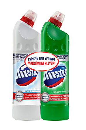 Domestos Ultra Çamaşır Suyu 750 ml Dağ Esintisi + 750 ml Kar Beyazı