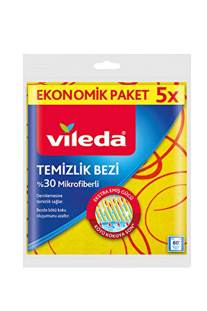 Vileda %30 Mikrofiber Düz 5'li Temizlik Bezi