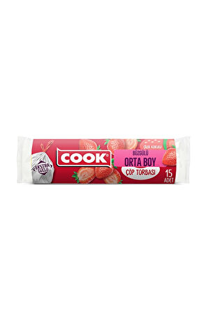 Cook Çöp Torbası Büzgülü Çilek Kokulu 15'li