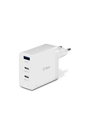 ttec 2SCG03B ttec SmartCharger Trio GAN 65W PD Seyahat Hızlı Şarj Aleti 2 USB-C+USB-A-Beyaz
