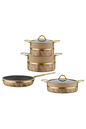 Brioni Selection Plus Granit Tencere Seti 7 Parça Krem