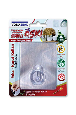 Vodaseal Yapışkanlı Askı Krom Kare