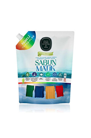 Doğal Zeytinyağı İçerikli Çamaşır Yıkama Sıvısı Renkliler 1,5 Lt Doypack