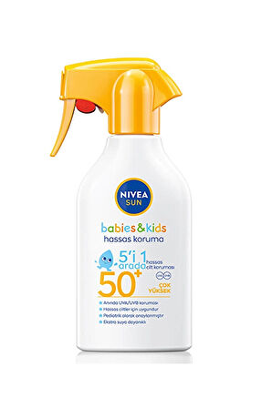 2 ADET  Nivea Sun Babies & Kids Hassas Koruma Sprey SPF 50 270 ml