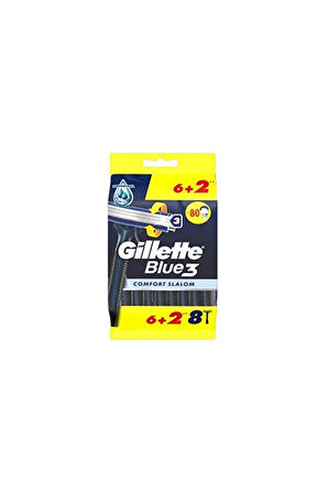 2 ADET  Gillette Blue3 Tıraş Bıçağı 6+2 Comfort Slalom