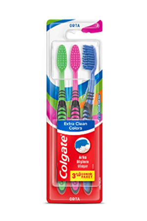 2 ADET  Colgate Diş Fırçası Extra Clean Colors 3'lü