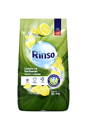 2 ADET  Rinso Limon Karbonat 8 kg Renkli+Beyaz