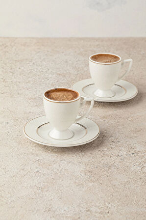 2 ADET  Hometime Porselen Kahve Fincanı Seti 6'lı 90 ml