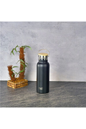 2 ADET  Tohana Termos Bambu Kapak Siyah 500cc