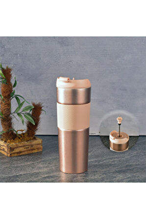 2 ADET  H2O French Press Termos Kupa Pudra 450 ml