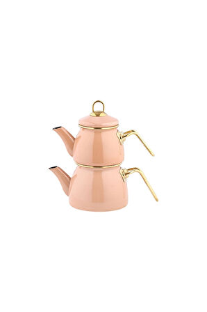 2 ADET  Hometime Emaye Çaydanlık Cappucino 1,3 L + 0,7 L