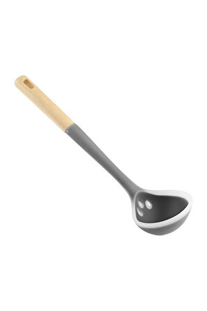 2 ADET  Hometime Ahşap Sap Silikon Kepçe