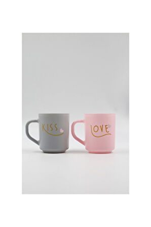 2 ADET  Rakle Love & Kiss Mug Kupa Set 2'li 246 cc