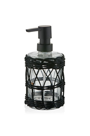 2 ADET  The Mia Rattan Cam Sıvı Sabunluk Siyah 330 cc