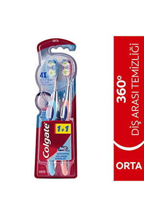 2 ADET  Colgate Diş Fırçası 360 Diş Arası Temizliği 1+1