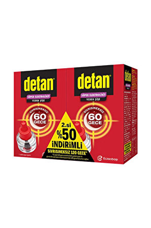 2 ADET  Detan Elektro Likit Sinekkovar Yedek 60 Gece 2.si %50 İndirimli