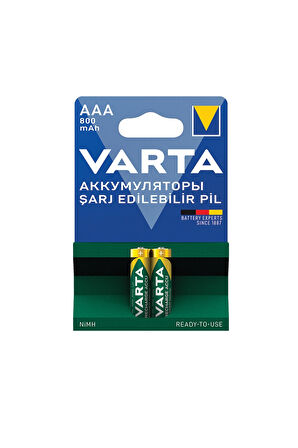 2 ADET  Varta Pil Rechargeable Power 2'li İnce Pil 800 Ma