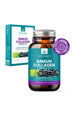 2 ADET  Naturagen Kolajen Immun Sambucus(Karamürver)- 30 Tablet - Immune Assist