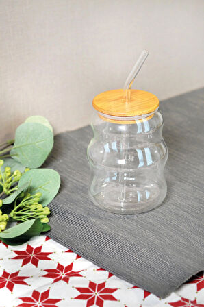 2 ADET  Paçi Bambu Kapak Pipetli Kupa 450 cc