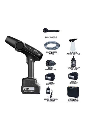 2 ADET  Proseg PR-AC96 Hura 3000pa Şarjlı 1200 mAh Batarya Siyah Araç Yıkama Makinesi