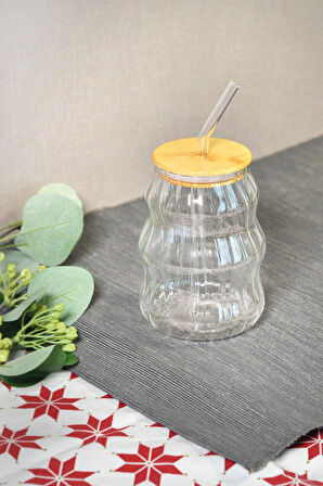 2 ADET  Paçi Bambu Kapak Pipetlu Kupa 450 ml