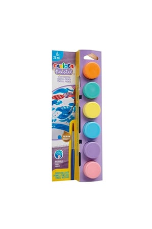 2 ADET  Carioca Tempera Suluboya Süper Yıkanabilir Fırçalı Pastel Renkler 6*25ml