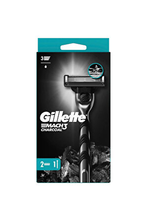 3 ADET  Gillette Mach3 Makine + 2 Bıçak Charcoal