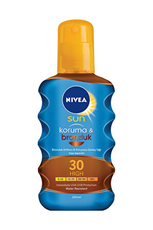 3 ADET  Nivea Sun Güneş Yağı Koruma&Bronzluk SPF 30 200 ml