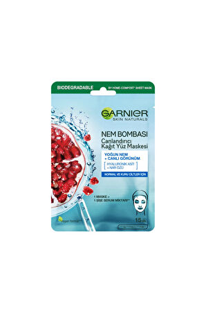 3 ADET  Garnier Nem Bombası Canlandırıcı Kağıt Yüz Maskesi