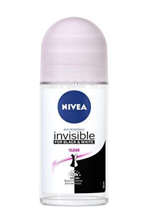 3 ADET  Nivea Roll-On Invisible Black&White Clear 50 ml