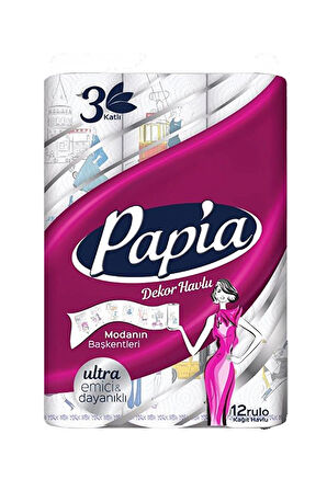 3 ADET  Papia Kağıt Havlu 12'li Decor