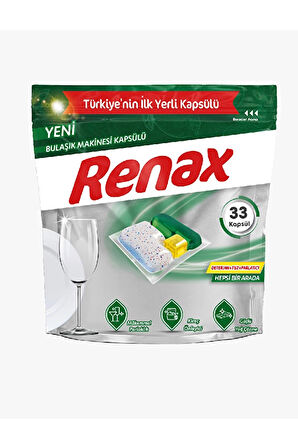 3 ADET  Renax Bulaşık Makinası Tableti Hepsi Bir Arada 33'lü