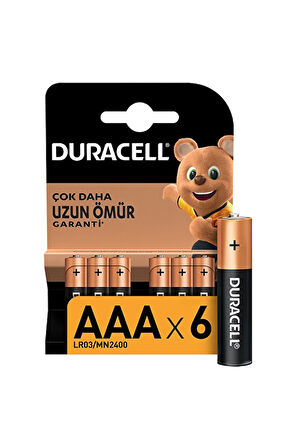 3 ADET  Duracell 6' Lı İnce Pil AAA