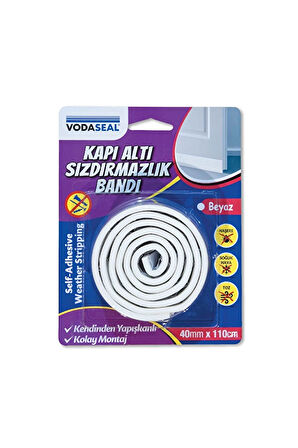 3 ADET  Vodaseal Kapı Altı Sızdırmazlık Bandı 40mmx110cm Beyaz