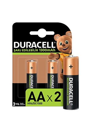 3 ADET  Duracell Şarj Edilebilir 1300mAh 2'li Kalem Pil